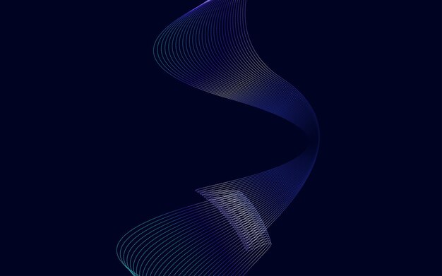 Абстрактный синий градиент волнистые линии фона