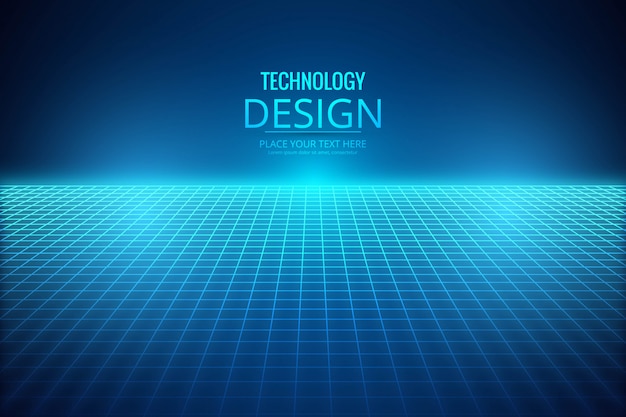 Бесплатное векторное изображение Абстрактный синий свет с фоном технологии линий