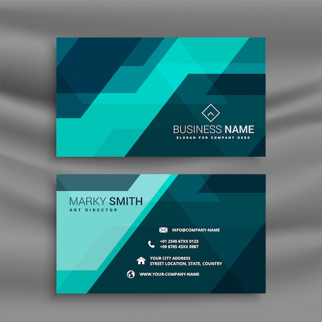 Abstract blue office business card in geometric style