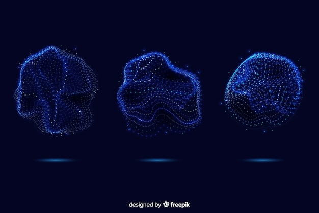 Бесплатное векторное изображение Коллекция абстрактных синий частицы формы