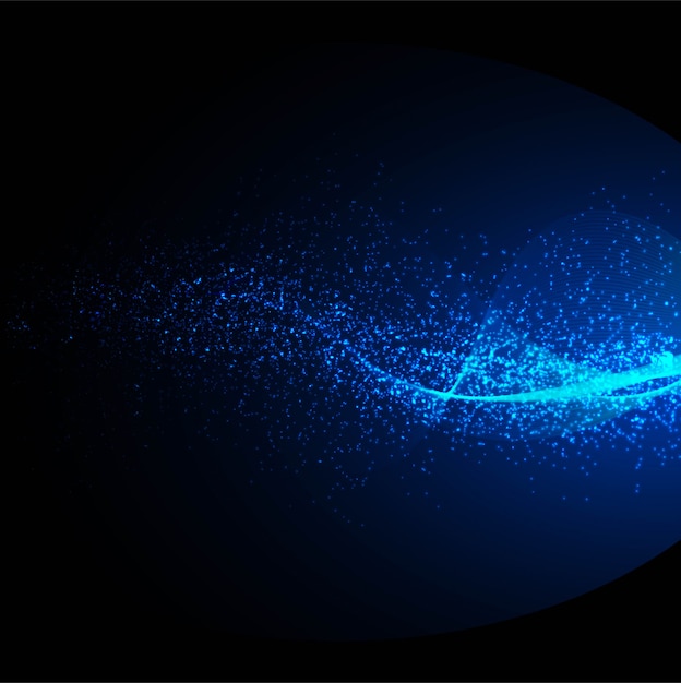 無料ベクター 抽象的な青い粒子波の背景