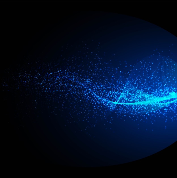 Abstract blue particle wave background