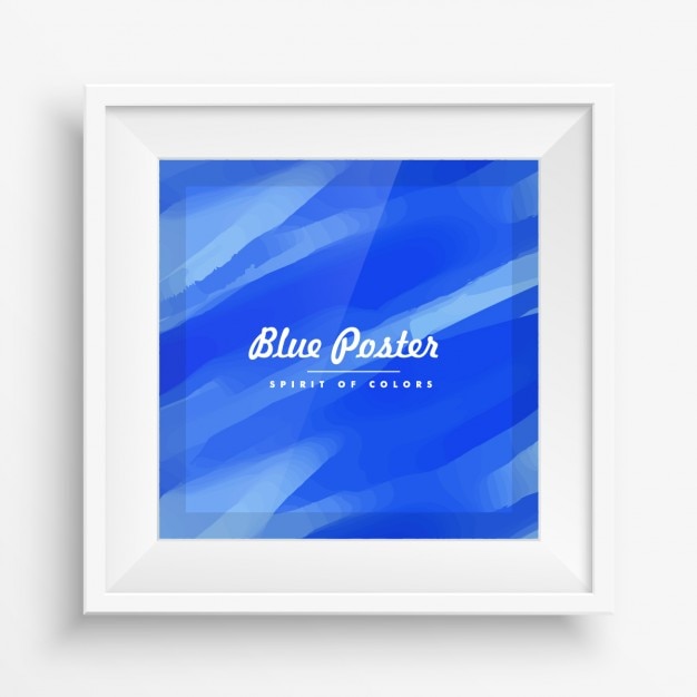 無料ベクター 現実的な白いフレームと抽象的な青ポスター