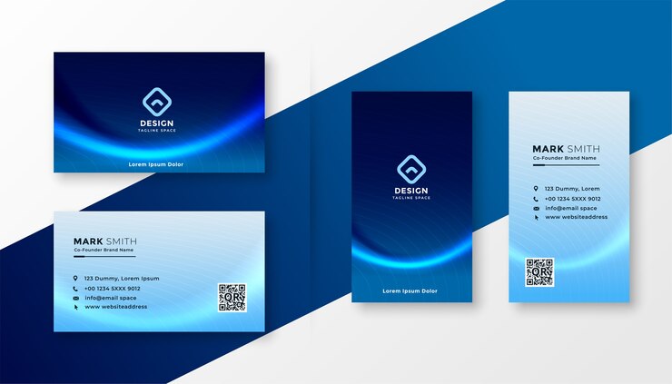 Free Vector abstract blue professional business card with wave effect