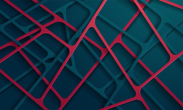 Free vector abstract blue and red paper cut background with simple shapes