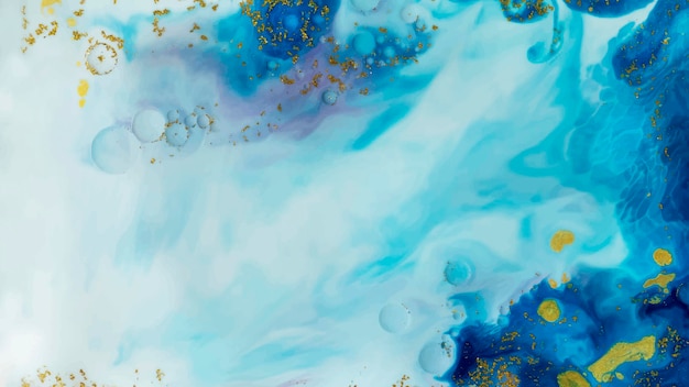 ゴールドのキラキラ背景ベクトルと抽象的な青い水彩画