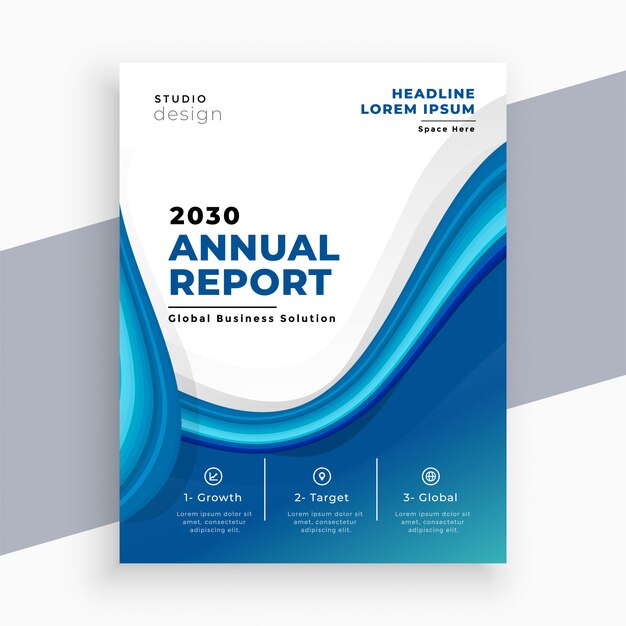 Abstract blue wave business annual report template