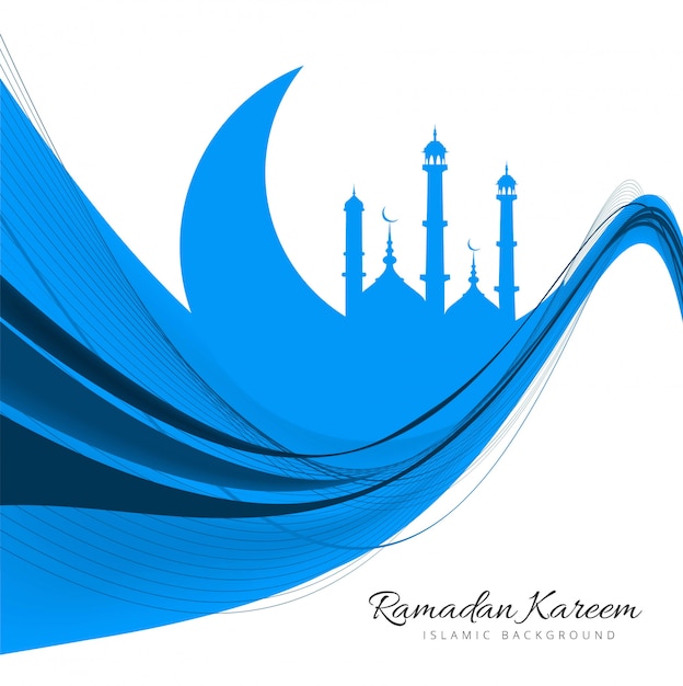 Abstract blue wavy islamic moon background