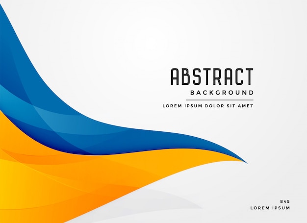 Abstract blue and yellow wavy shape background