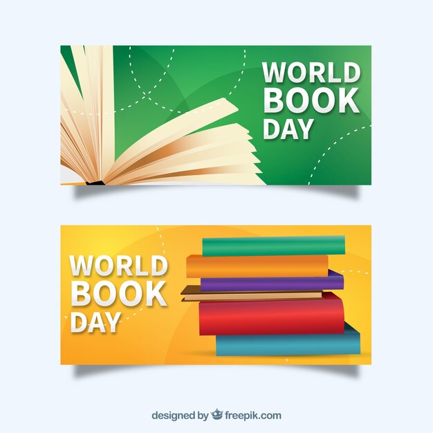 Abstract books day banners