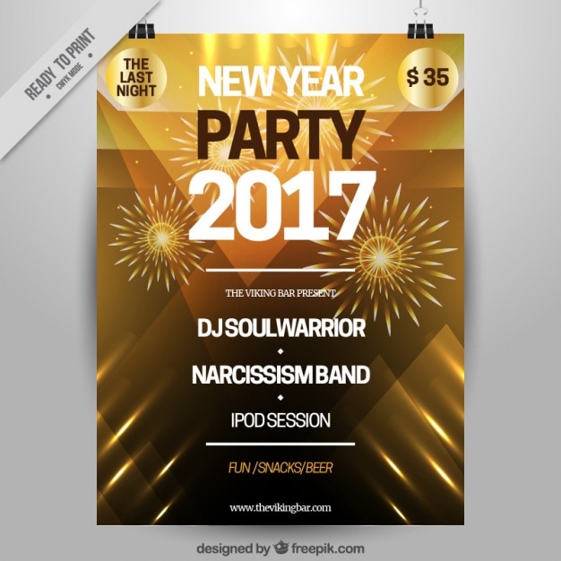 Free vector abstract brochure of 2017 new year party