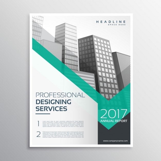 Brochure o un modello volantino design professionale con edifici forme