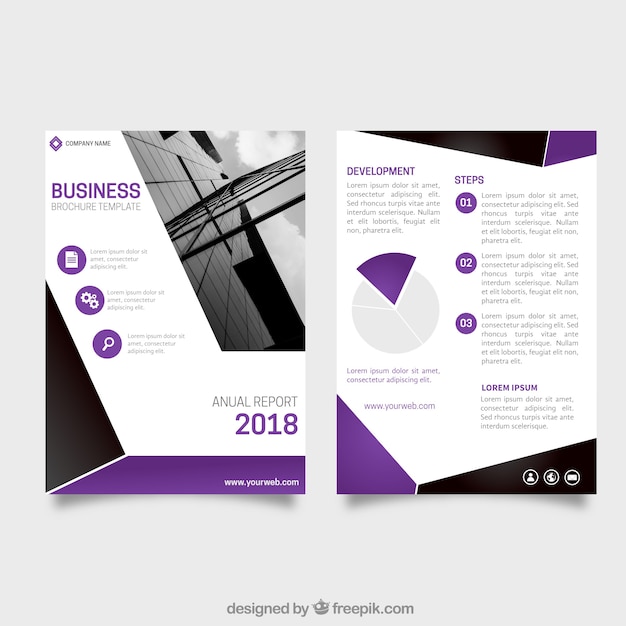 Free vector abstract brochure template with purple details