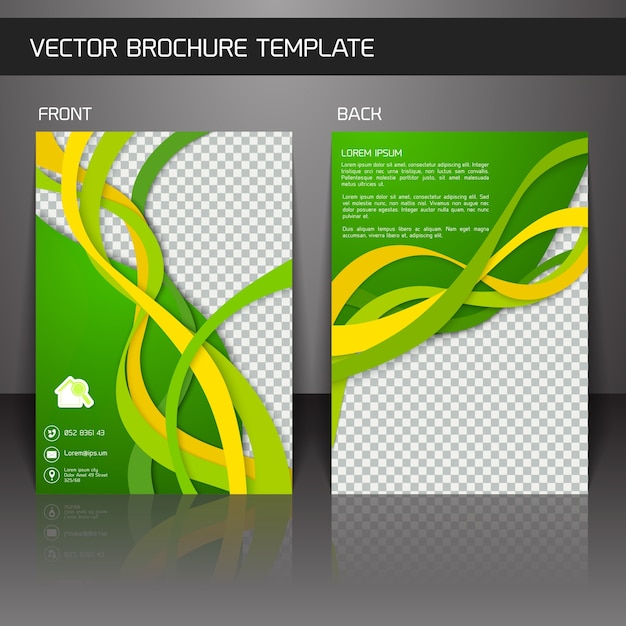 Free vector abstract brochure with green and yellow shapes