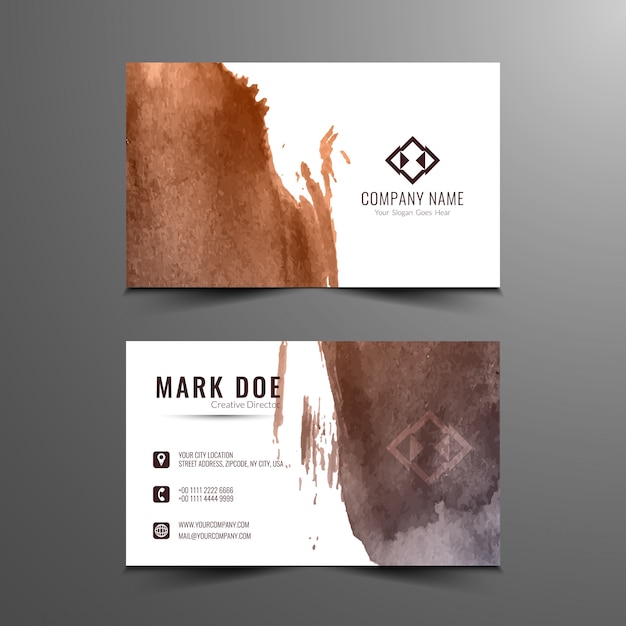 Free vector abstract brown watercolor business card