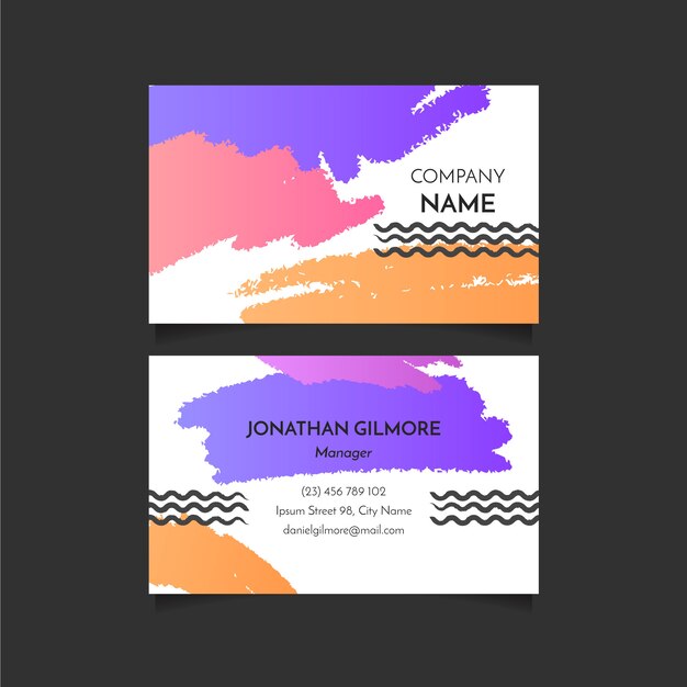 Free vector abstract brush strokes business card