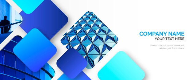 Abstract Business Banner template with Blue Shapes