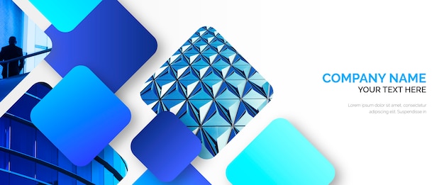 Шаблон абстрактный бизнес баннер с синими фигурами