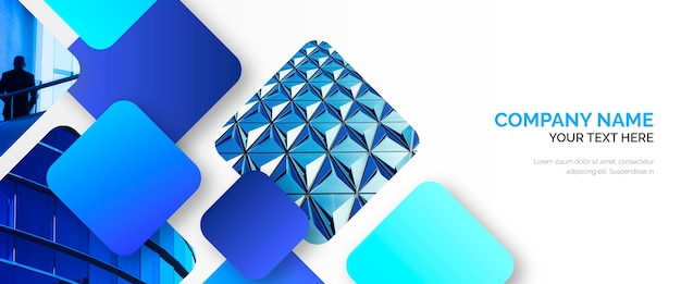 Abstract Business Banner template with Blue Shapes