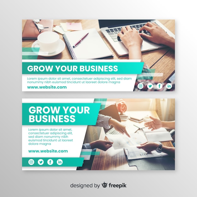 Abstract business banner template with image