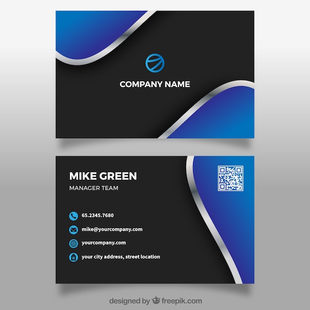 Abstract business card in black and blue