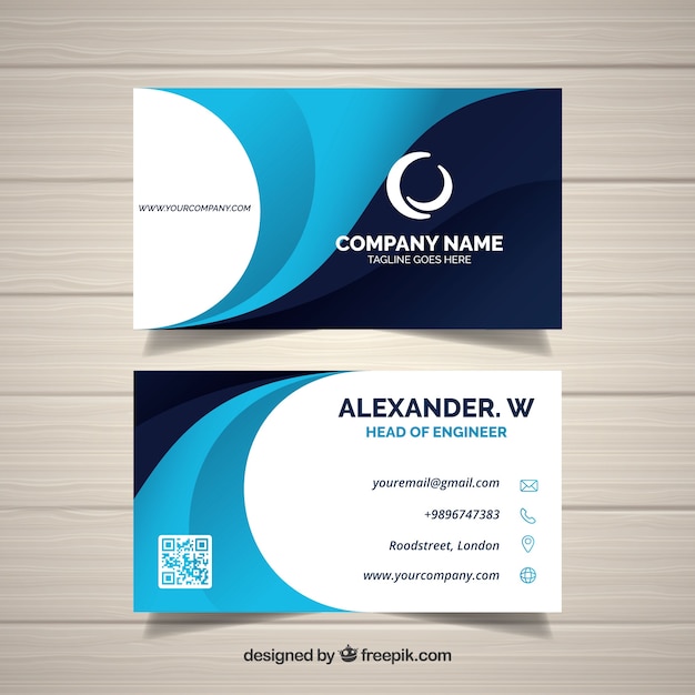 Free vector abstract business card in blue