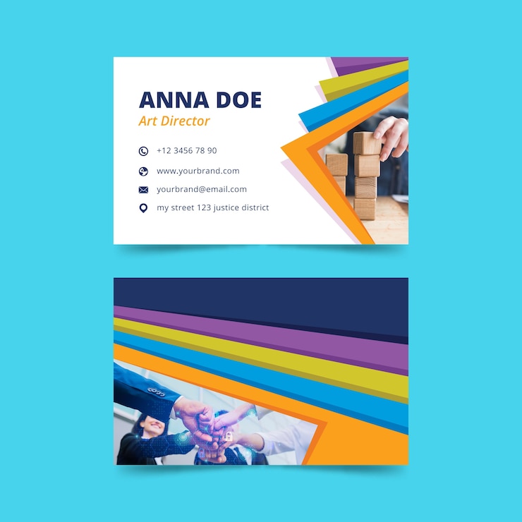Free Vector abstract business card template collection  with picture