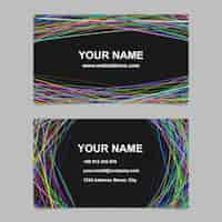 Free vector abstract business card template design set - vector corporate card illustration with arched stripes on black background