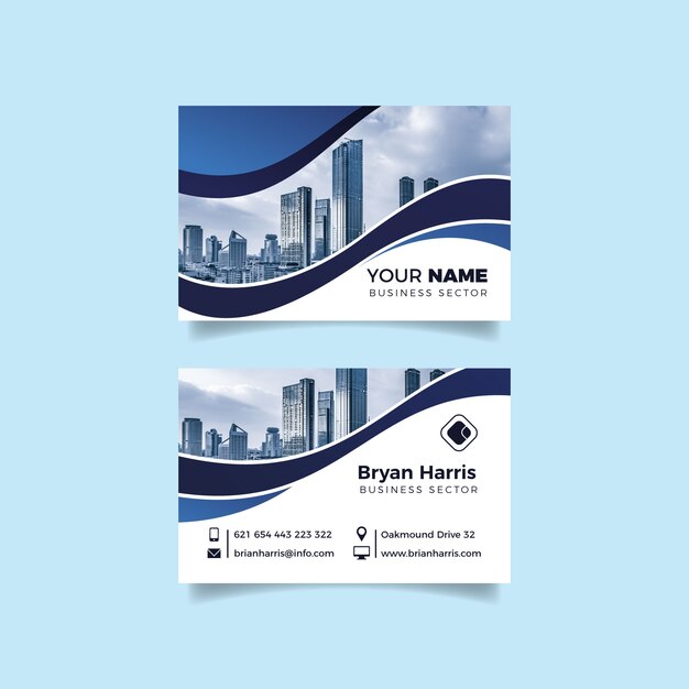 Abstract business card template pack with photo