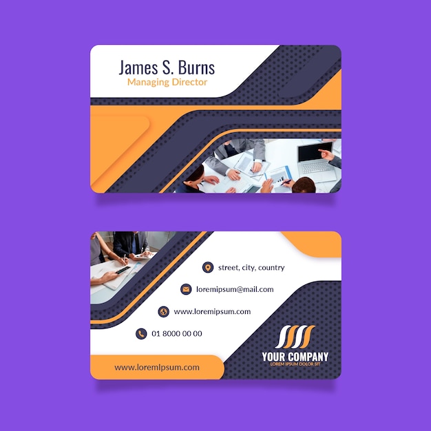 Free vector abstract business card template pack with photo