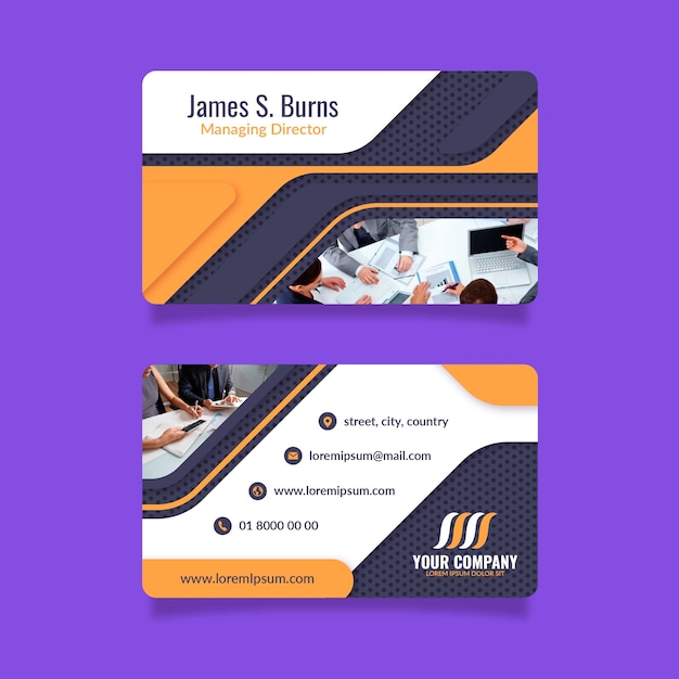 Abstract business card template pack with photo