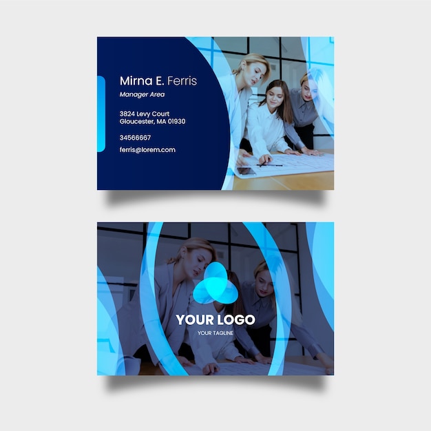 Free vector abstract business card template set with pic