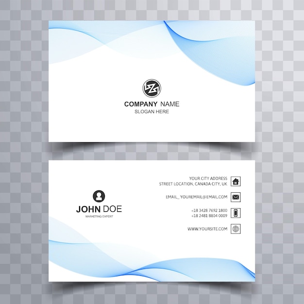 Free vector abstract business card template with blue wave design