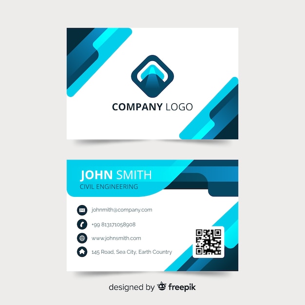 Abstract business card template with geometric shapes