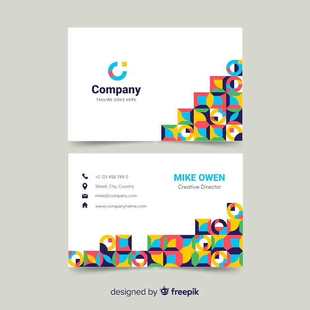 Abstract business card template with geometric shapes