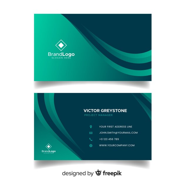 Abstract business card template with gradient shapes