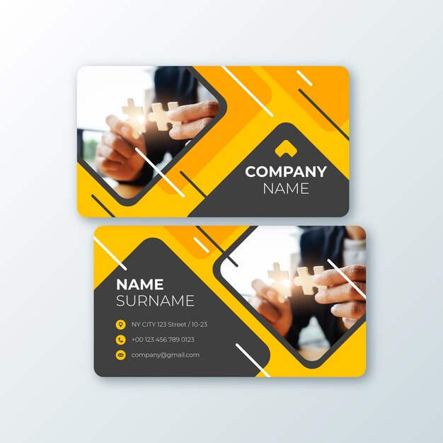 Abstract business card template with image collection