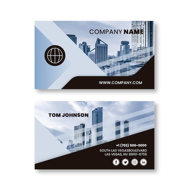 Free vector abstract business card template with image