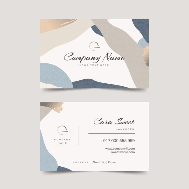 Abstract business card template with pastel-colored stains