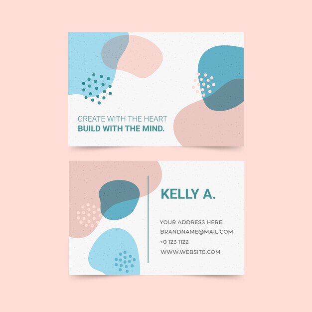 Abstract business card template with pastel-colored stains