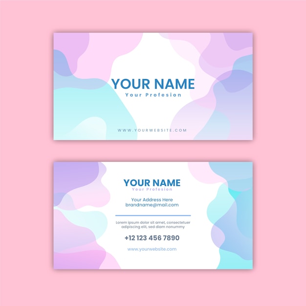 Free vector abstract business card template with pastel-colored stains