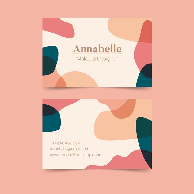 Abstract business card template with pastel-colored stains