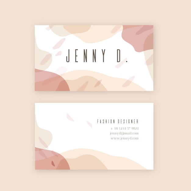 Abstract business card template with pastel-colored stains