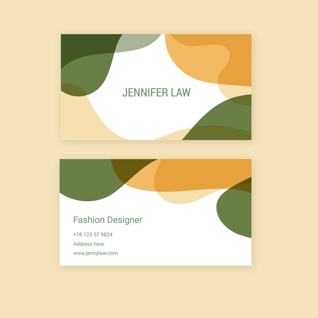 Free vector abstract business card template with pastel-colored stains