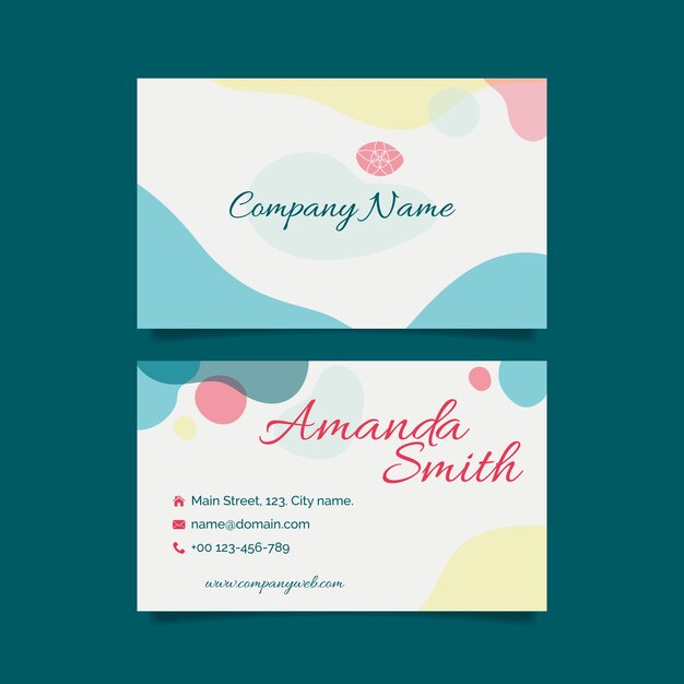 Abstract business card template with pastel-colored stains