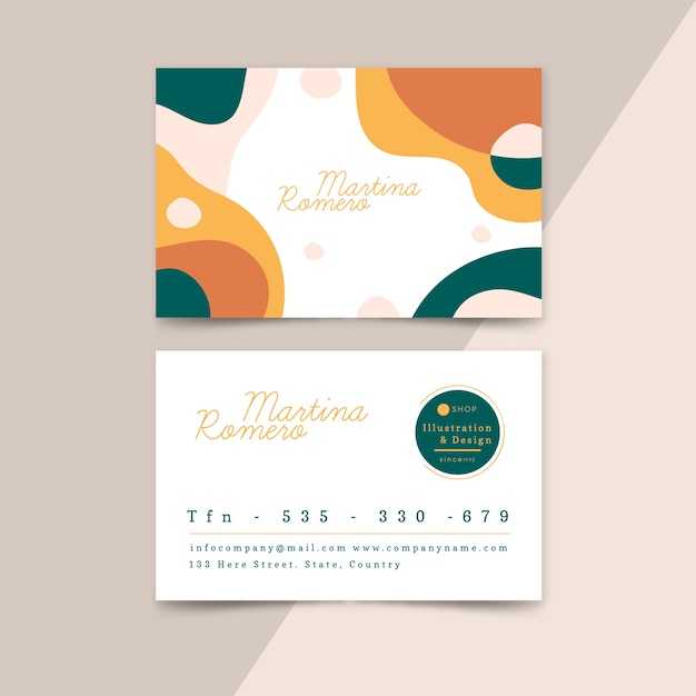 Abstract business card template with pastel-colored stains