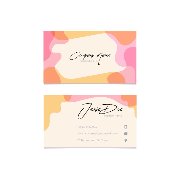 Abstract business card template with pastel-colored stains