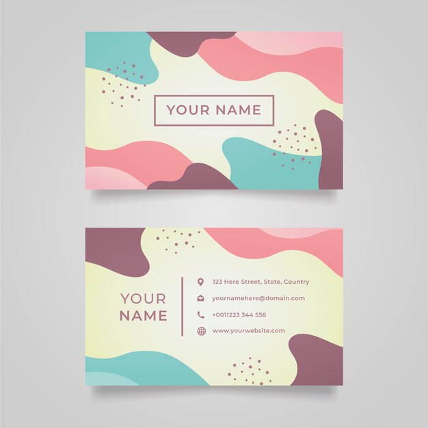 Abstract business card template with pastel-colored stains