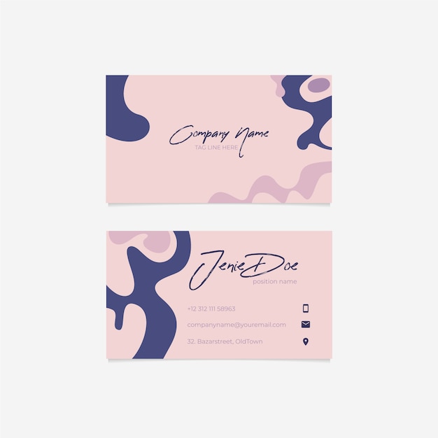 Free vector abstract business card template with pastel colored stains