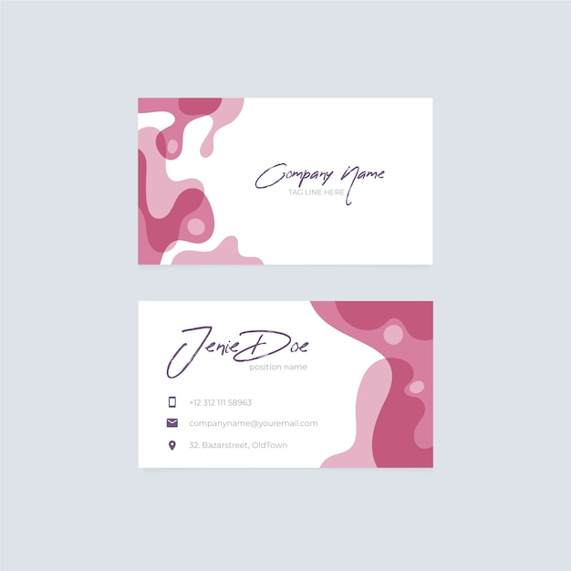 Free vector abstract business card template with pastel colored stains